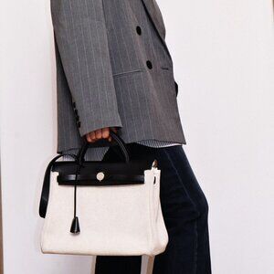 Hermes Herbag Toile 31 Black and White